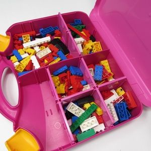 LEGO Storage Case with Removable Dividers filled with Lego Bricks